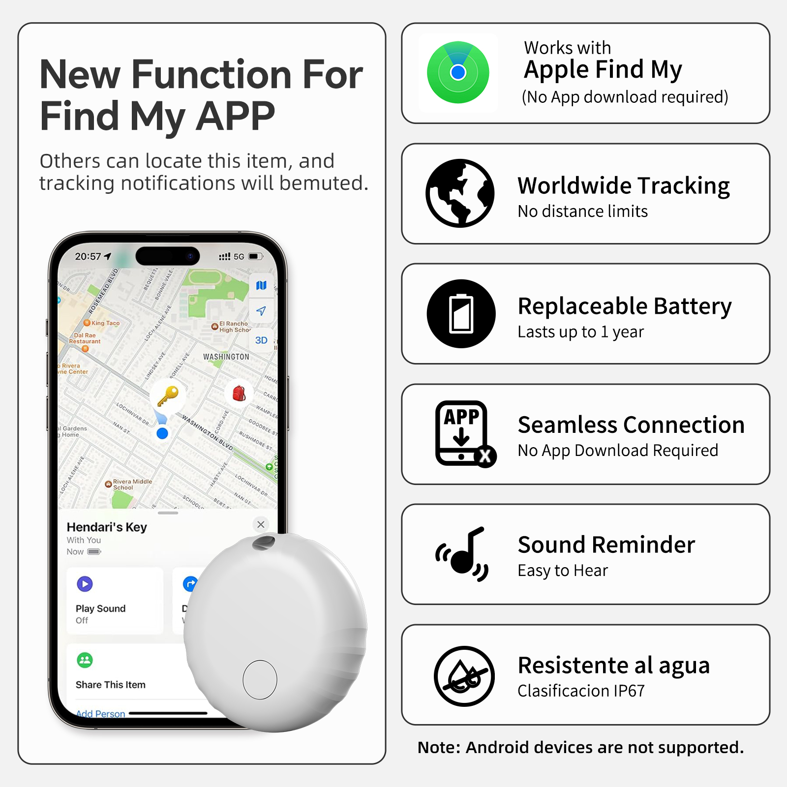 Loshall F10 Akıllı Takip Cihazı - Apple Bul (Find My) Uyumlu Anahtar ve Eşya Bulucu - Görsel 2
